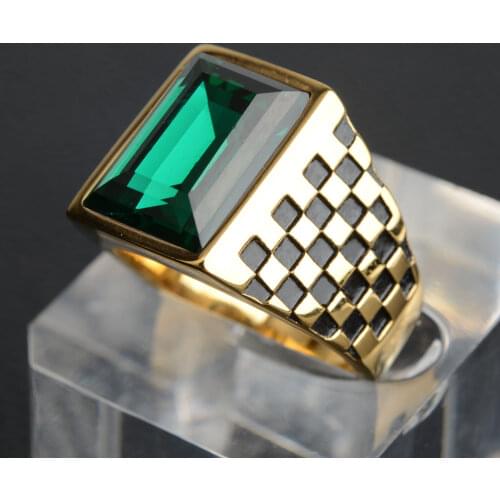 Stainless Steel Gold Color Colourful Big Stone Ring Men Wedding Party Jewelry перстни с камнями Drop Shipping Wholesale