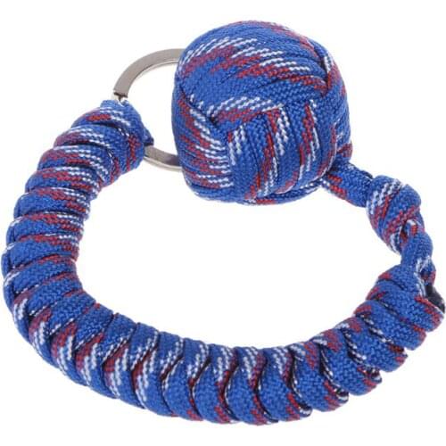 Outdoor Security Protection Black Monkey Fist Steel Ball Bearing Self Defense Lanyard Survival Key Chain 8 Colors