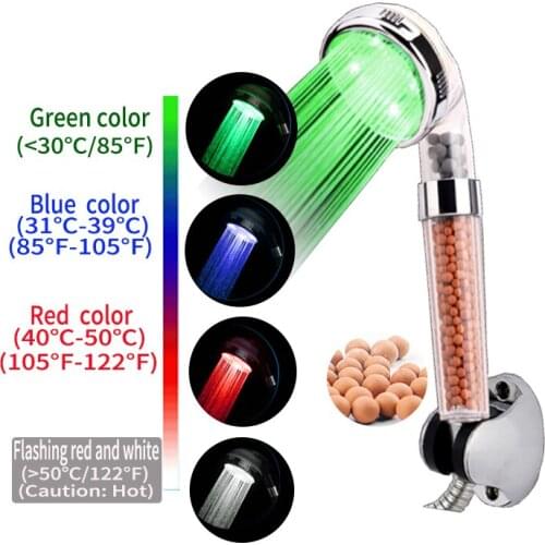 Shower head 3 Color Changing handheld bathroom nozzle high pressure sprinkler douche faucet 7 Colours filter SPA shower
