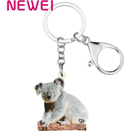 Newei Acrylic Cute Australian Koala Keychains Printing Animal Keyring Jewelry For Women Kids Girls Birthday Gift Bag Decoration