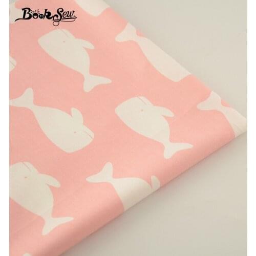 New Arrivals Pink 100% Cotton Fabric Smile White Whale Designs Twill Fat Quarter Home Textile Bed Sheet Patchwork Tecido