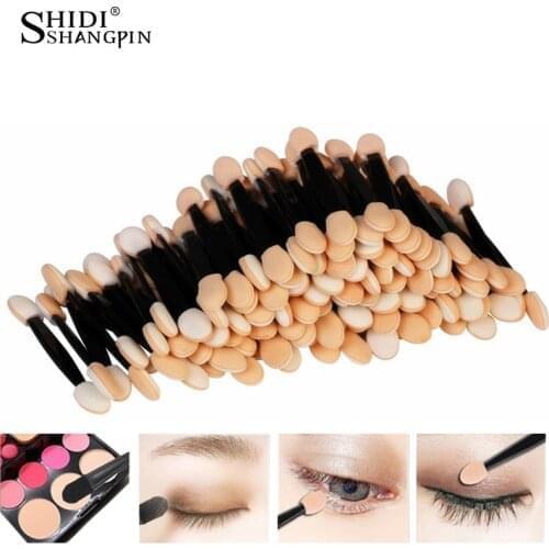 SHIDISHANGPIN 30PCS Disposable Eyeshadow Brush Dual Sided Sponge Nylon Sets & Kits Eye Shadow Brushes Makeup Cosmetic Applicator