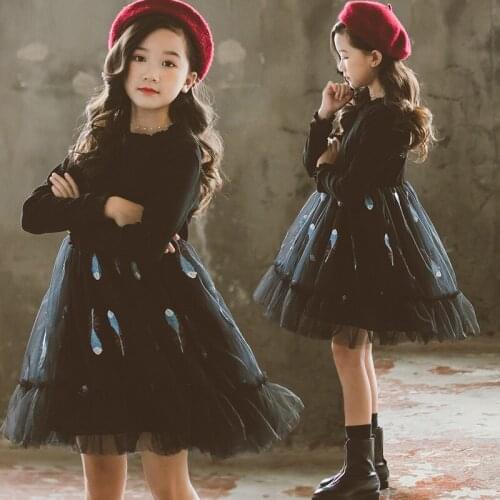Autumn Fall Kids Girls Dresses Long Sleeve Princess Costume Ball Gown