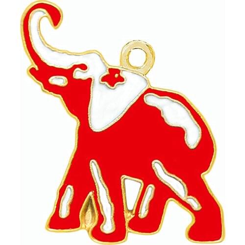 Metal Alloy Golden White Red Enamel Elephant Delta Sigma Charm Pendant Diy Bracelet Necklace Making