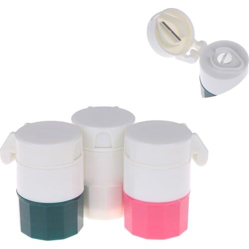 Portable 4 in 1 4 Layer Powder Tablet Grinder Powder Pill Cutter Medicine Splitter Box Storage Crusher