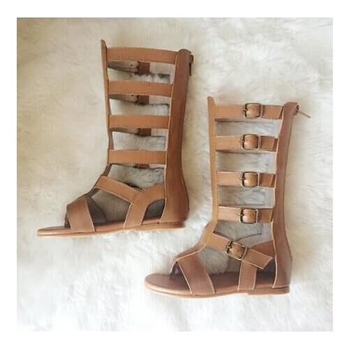 Girls high quality Real leather Sandals Zip Gladiator Buckle Shoes for summer Clearance item