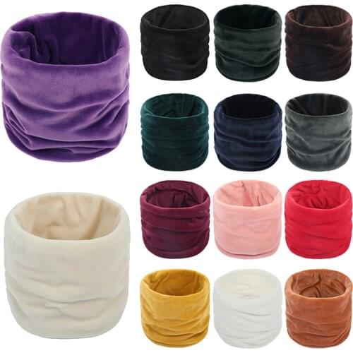 Winter Soft Gold Velvet Neck Ring Scarf Women Men Neck Warmer Solid Color Circle Snood Scarves Couple Vintage Neck Scarf Warm