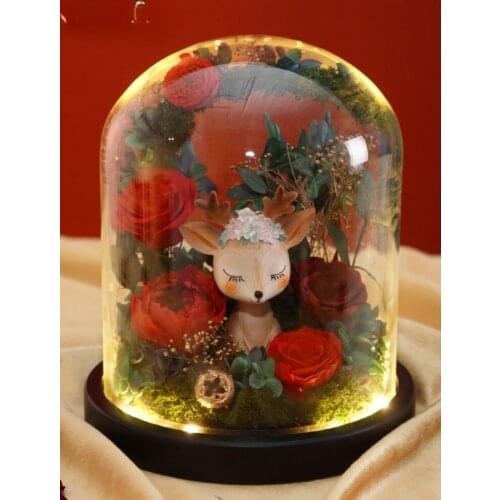 Eternal roses - handmade crystal roses, unicorns and deer in the glass dome, girls' birthday gifts, Christmas decorations