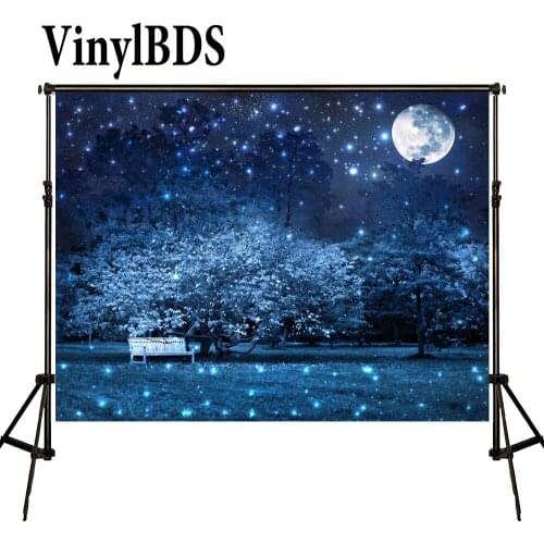 VinylBDS Romantic dream Scenery Wedding Backdrop Blue Night Garden Backdrops Nature Kids Firefly Background for Photo Studio
