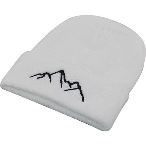 Mountain embroidery knitted beanie hat cap unisex cotton flexible fashion beanies for winter hip hop ski hats new