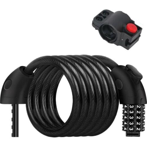 0.65m-1.8m Bicycle Lock Security Code Lock Mountain Bike Cycling 4-5 Digit Password Combination Steel Cable Locks Anti Theft