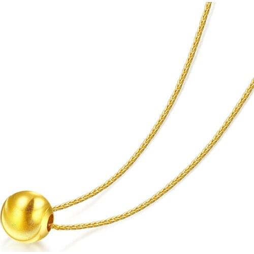 ZHIXI Real 18K Gold Pendant Necklace Solid AU750 Chopin Clavicle Chain Sliding Ball For Women Luxury Fine Jewelry N513