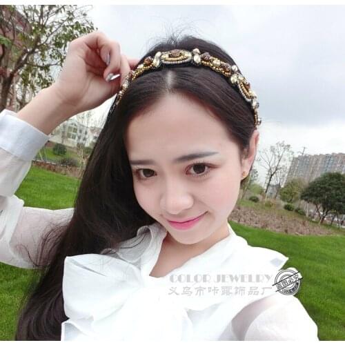 1pcs Fashion Women Metal Head Chain Steel bead chain Elastic Hair Band Trendy Headband Hair Accessories Headdress
