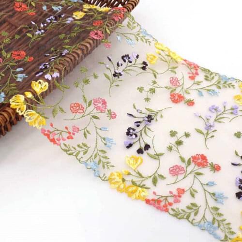 1Yard High Quality Colorful Lace Fabric Wedding Embroidered Diy Handmade Patchwork Lace Trim For Bra Table Sewing Supplies Craft