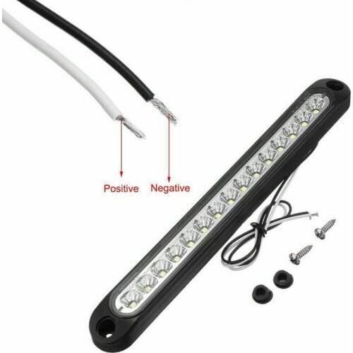 2Pcs 15SMD LED Car Trailer Truck High-position Strip Stop Turn Marker Tail Signal Light White