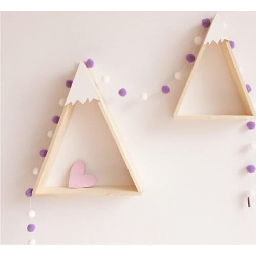2pcs Nordic Style Wooden Wall Shelf Wall Hanging Trigon Storage Shelves House Shape Book Shelf Snow Mountain Home Decor Shelving