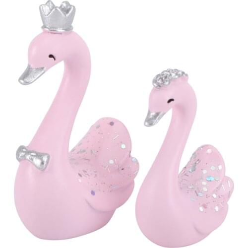 2Pcs Resin Swan Decoration Wedding Swan Craft DIY Swan Ornament Car Adorn
