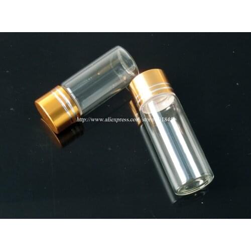 20Pcs Golden Aluminum Screw Cap Glass Bottles Transparent Clear Glass Bottles Creative Decorative Vials Diameter 22mm Jars