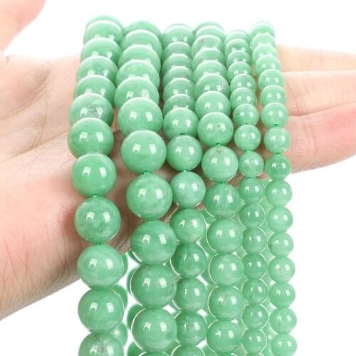 2021 High Quality 6-10mm Natural Stone Bead For Jewelry Making DIY Round Green Angel Stone Bead Charm Bracelet Necklace Handmade