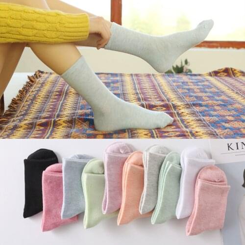 Socks Women Medium Cute Funy Candy Color Solid Soft And light Fashion Design Cotton Wear-Resistant 5 Pairs /lot Short Socks