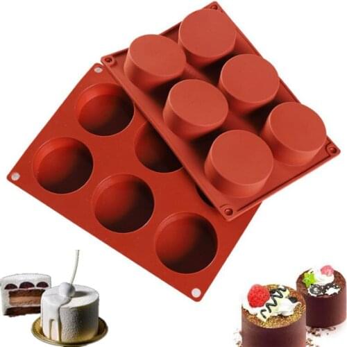 6 Holes Round Silicone Cake Mold 3D Handmade Cupcake Jelly Cookie Mini Muffin Soap Maker DIY Baking Tools Dropshipping