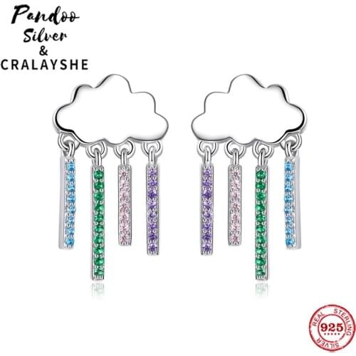 925 Sterling Silver Gift Rainbow Rain Earring Cartoon Earrings for Women Fashion Statement Sterling Silver Jewelry