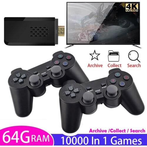 Wireless HD HDMI Console USB PSP Sega Arcade Emulator M8 4K 64G 10000 In 1 Games With 2 Player Joypad TV Gamepad Set
