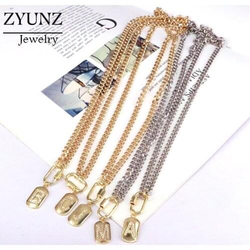 10PCS, CZ letters tag necklace zircon jewelry for women mix colors link chain necklace