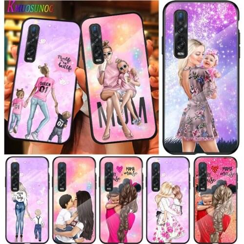 Lucky Cute Mom Baby For OPPO A9 2020 A52 Find X2 Lite Realme 7 7i C3 XT 6 5 Pro Tempered Glass Cover Phone Case
