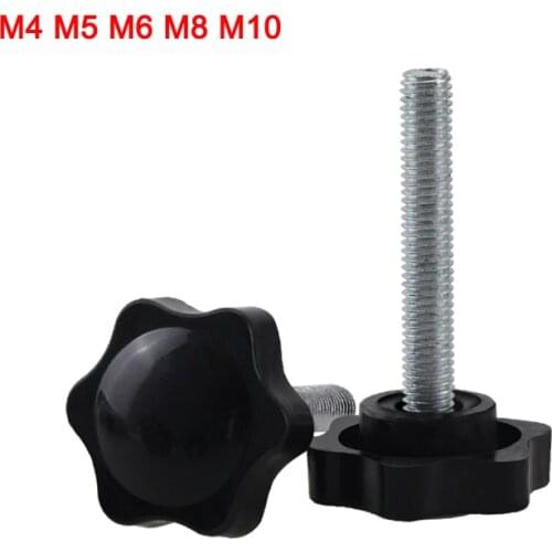 Black Torx Hand Grip Knob Bakelite Screw Bolts Six Star Shaped Clamping Nuts For Industry Equipment M4 M5 M6 M8 M10