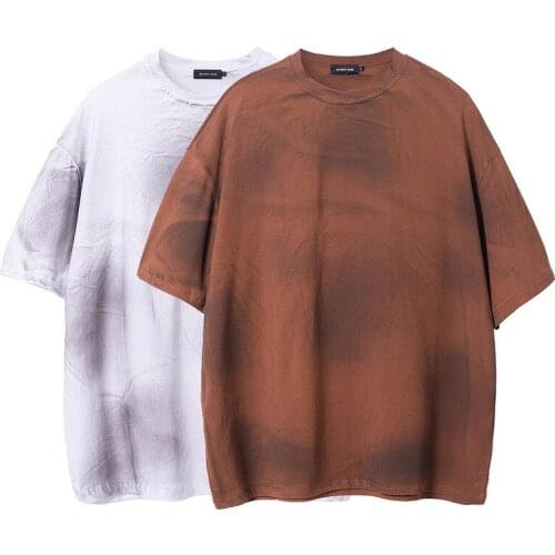 High Street Fashion Summer Mens Tshirt Loose Fit Tie Dyed Short Sleeve T-shirt Hip Hop Tshirt Oversized T Shirt