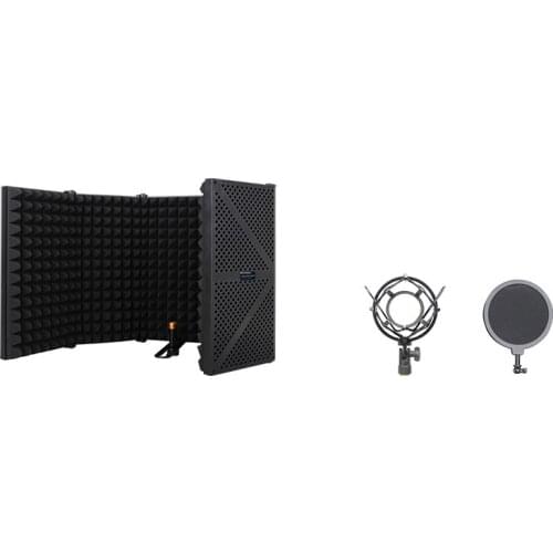 HZM&C Microphone Isolation Cover Five-Door Folding Recording Studio Microphone Isolation Cover Screen Sound-Absorbing Panel Kit