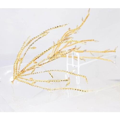 Fashion Crystal Rhinestone Pearls Tassel leaf double Hairband Women Bridal Wedding Tiara Hair Accessories Crown Hairwear Gift