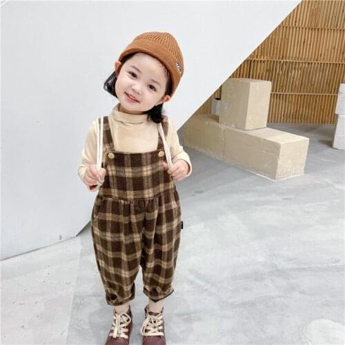 Fashion Children Boys Girls Fleece Pants Winter Autumn Baby Plaid Trousers Kids Leisure Overalls Toddler Wool Cotton Clothes