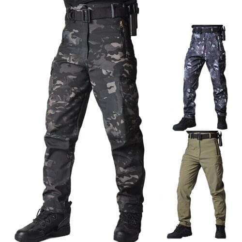 Men Tactical Pants Sharkskin Cargo Combat Army Pants Training Military Airsoft Pants Hiking Hunting Trousers