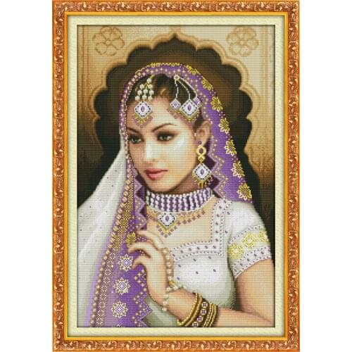 Oriental beauty(2)(purple)home decor Cross Stitch kits people 14ct white 11ct print embroidery DIY handmade needlework wall