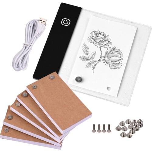 Flip Book Kit with Mini Light Pad LED Lightbox Tablet Design with Hole 300 Sheets Flipbook Paper Binding Screws for Drawing