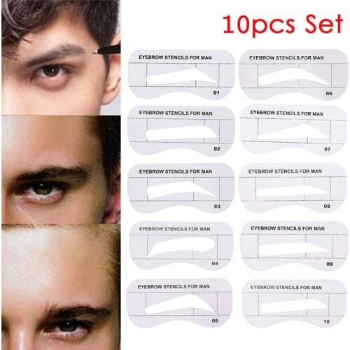 10Pcs/Set Beauty Eyebrow Stencil Eye Brow Shaper Kit Make Up Template Set Cosmetic Eyebrow Template For Men