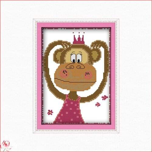 Lovely Monkey Cross Stitch Kits Stamped Patterns Counted 11CT 14CT Printed Handmade DIY Thread Embroidery Needlework Set Craft
