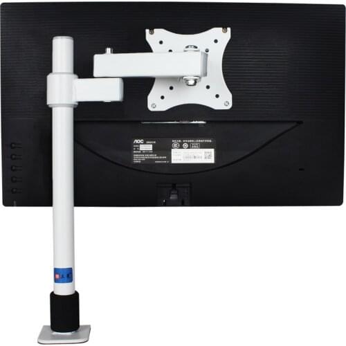 HILLPORT 10-27" Steel Single Arm Lcd Tv Table Mount Tilt 360 Rotate Monitor Desktop Stand Vesa 75 100 Full Motion Bracket White