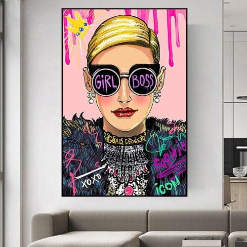 Pop Street Graffiti Art Mona Lisa Boss Canvas Painting On the Wall Art Posters Prints Wall Pictures for Living Room Home Cuadros