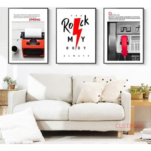 Nordic Poster Vintage Black And White Red Classic Printer Phone Canvas Painting Modern Home Decor Living Room Wall Art Pictures
