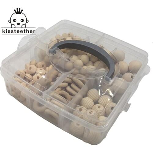 DIY Baby Teether Nursing Boxed Wooden Abacus Beads/Beehive Beads/Different Size Round beads and Wooden Ring For Wooden Teether