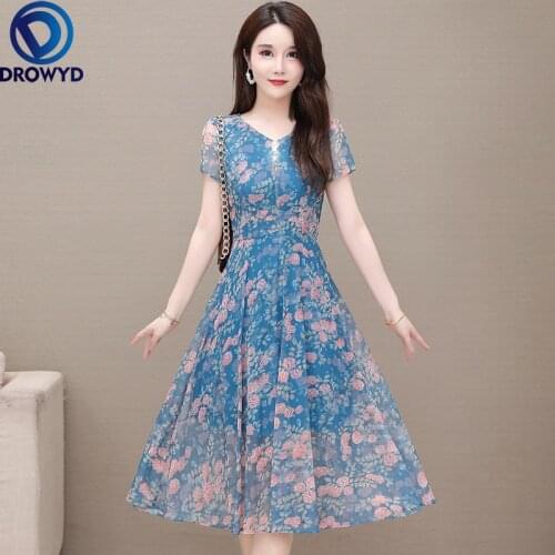 Plus Size Print Beach Maxi Sundress 2021 Floral Chiffon Boho Midi Dress Summer Vintage Elegant Women Bodycon Pink Party Vestidos