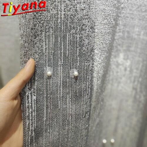 Grey/White Pearls Tulle Curtains for Living Room Gradien Beads/Lace Drapes for Bedroom Translucidus (Shading 1%-45%) Tulle#RX