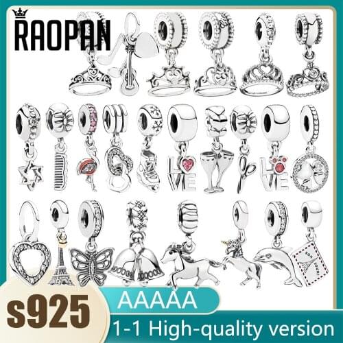 RAOPAN sterling silver crown heart-to-heart sweet love envelope charm suitable for original bracelet womens fashion diy jewelry