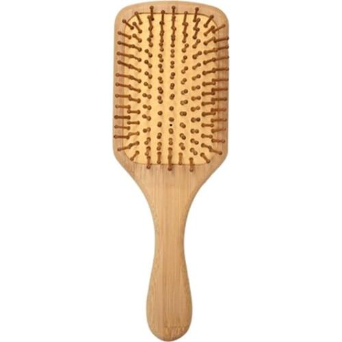 Solid Wood Paddle Hairbrush With Wood Bristles For Massaging Scalp Hairdressing And Massage Square Comb Hair Comb
