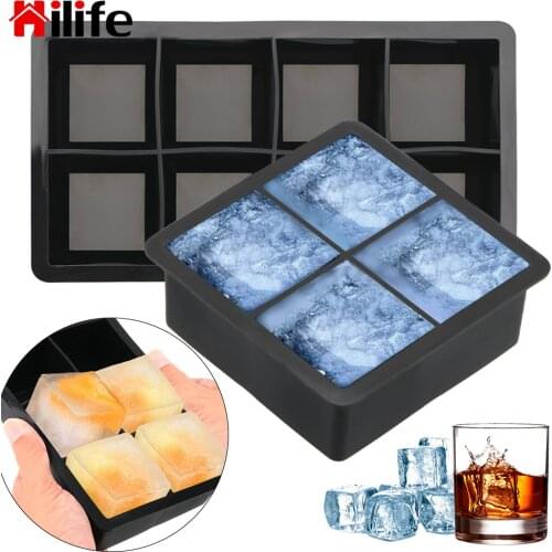Square Shape Large Ice Cube Mould 4/8-Cavity Silicone Ice Cube Maker Ice Tray Mold for Ice Candy Cake Pudding Chocolate Molds
