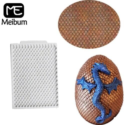 Meibum Dragon Scales Sugar Craft Fondant Cake Mold Children Birthday Dinosaur Skin Pattern Gum Paste Decorating Silicone Mould