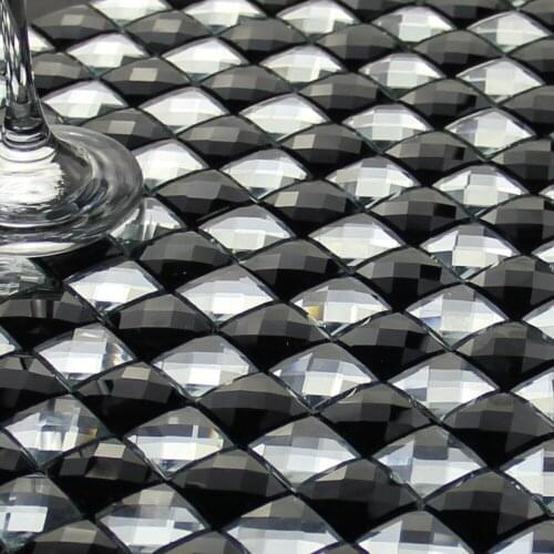 20mm Black White 13 facets beveled Diamond Mirror Glass Mosaic Tiles, Display Cabinet DIY Decorate Outdoor Wall Sticker